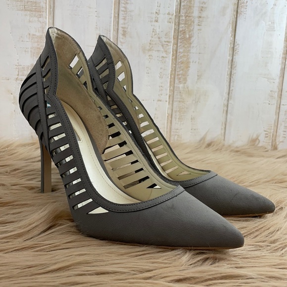 BCBGeneration Shoes - BCBGeneration Gray Scalloped Cut-Out Heels
